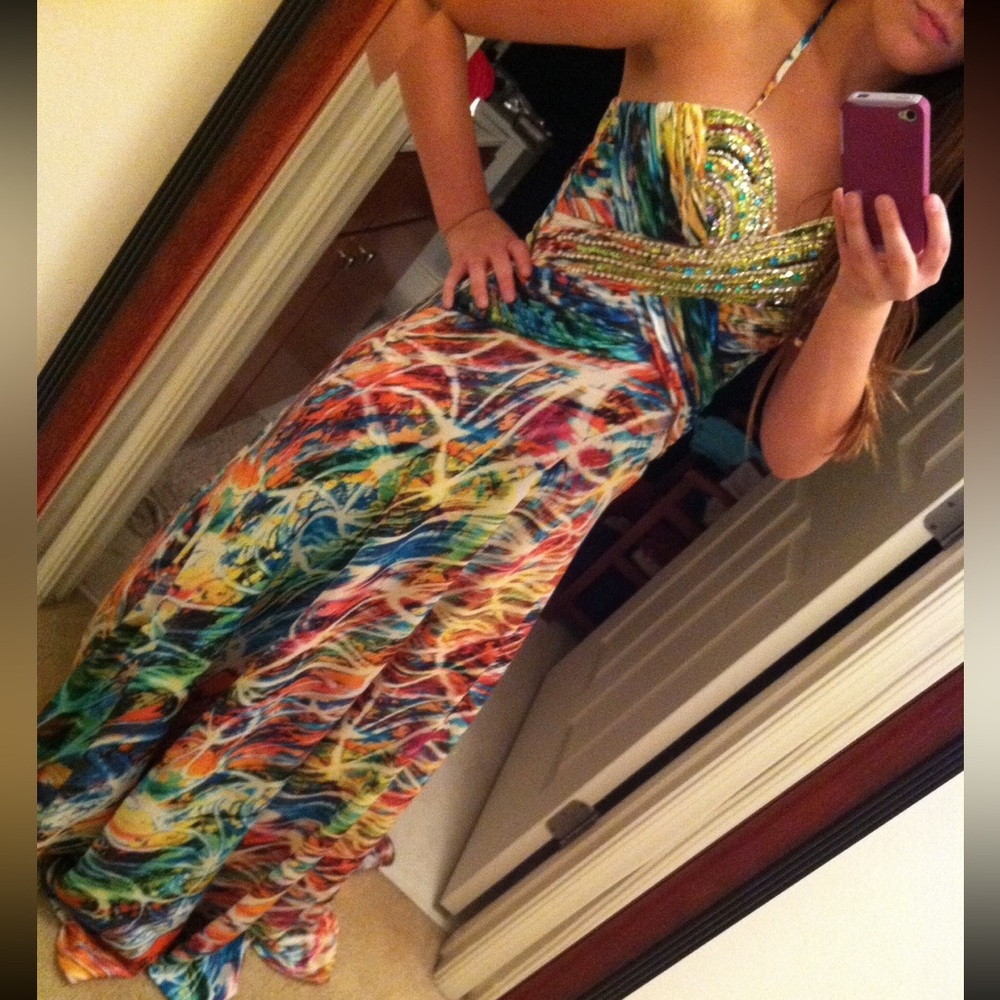 Long Formal Multi-Color Gown